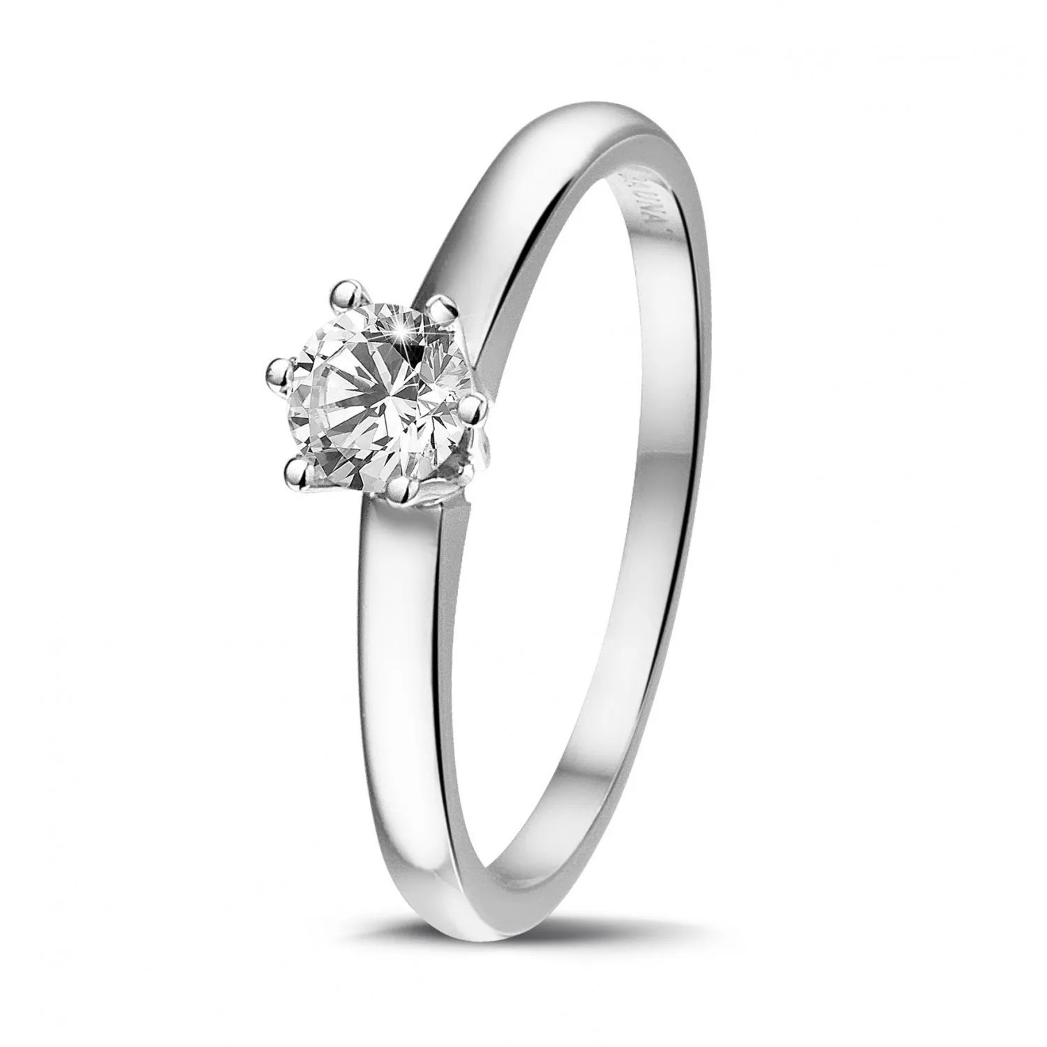 0.30 quilates anillo solitario diamante con 6 grapas en oro blanco 