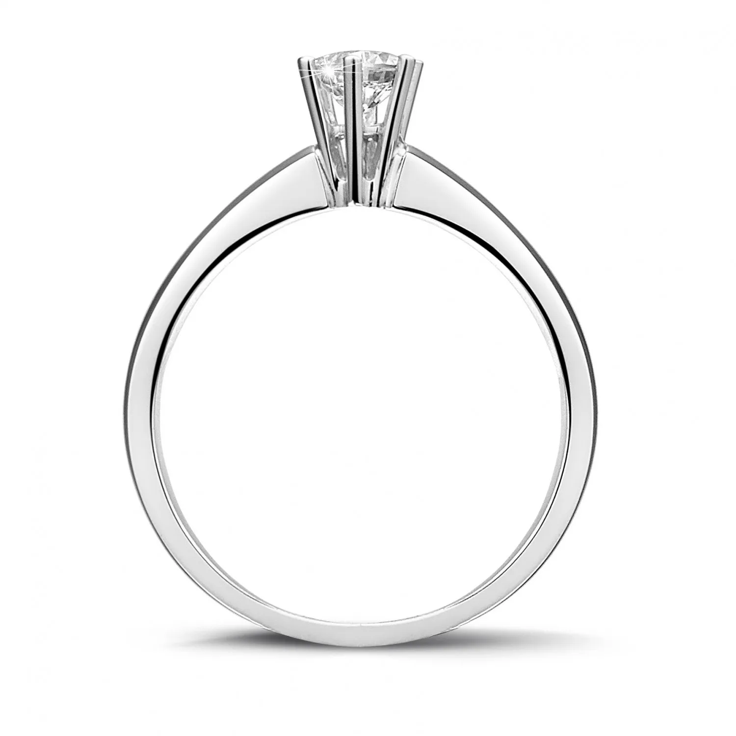 0.30 quilates anillo solitario diamante con 6 grapas en oro blanco 