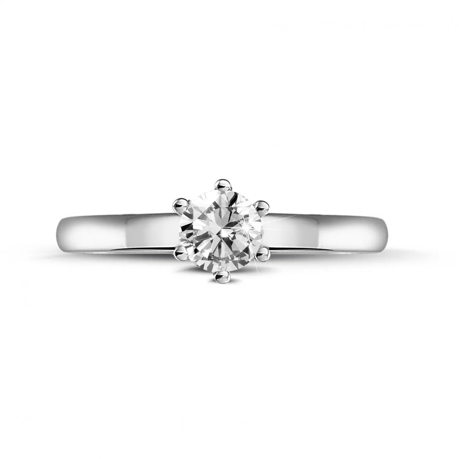 0.30 quilates anillo solitario diamante con 6 grapas en oro blanco 
