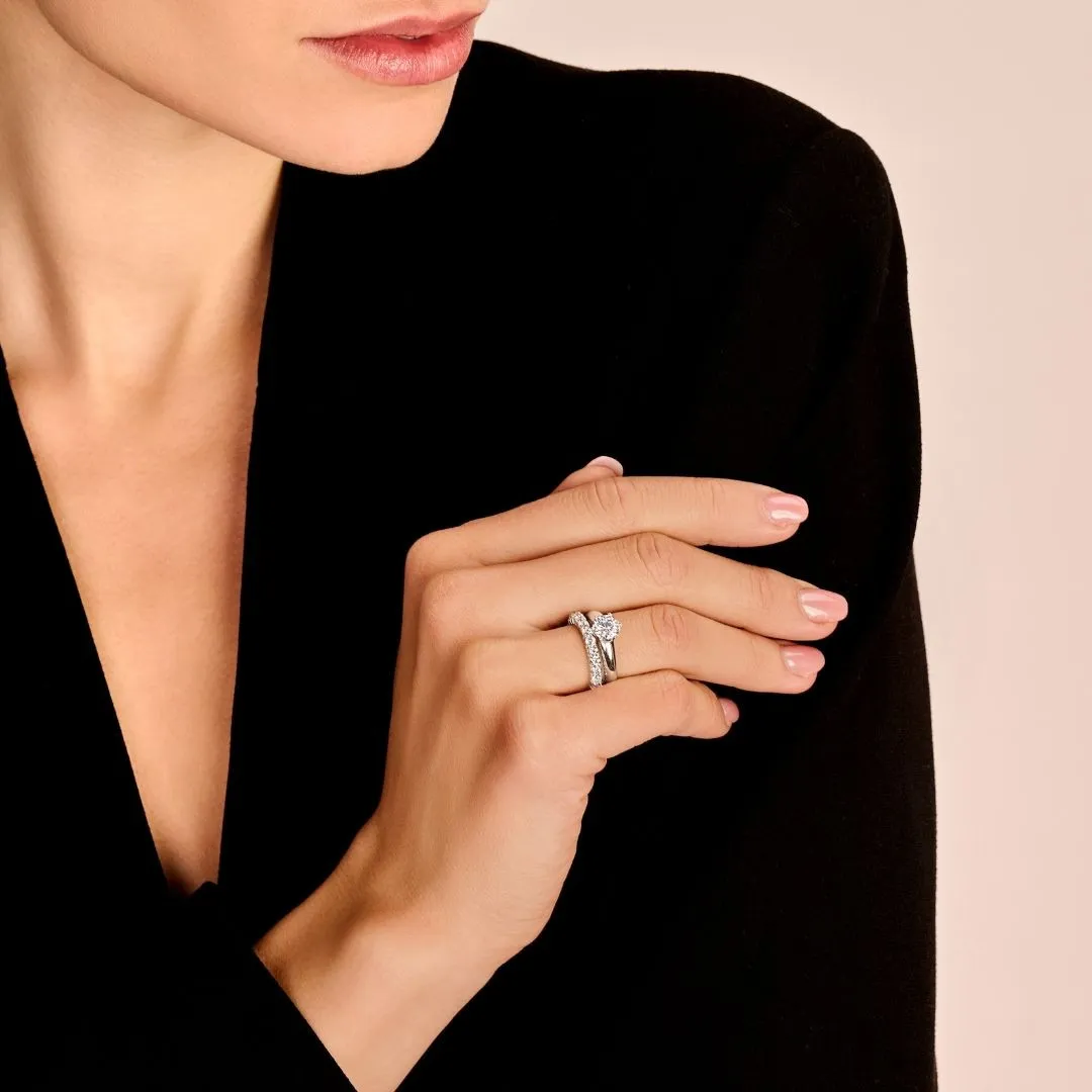 0.30 quilates anillo solitario diamante con 6 grapas en oro blanco 