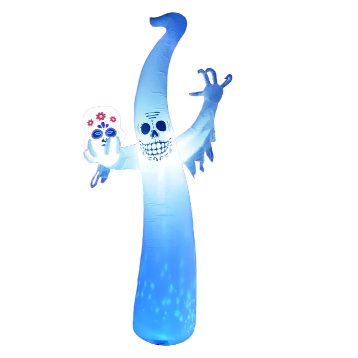 12FT Tall Inflatable Smiling Spooky Ghost Holding Skull