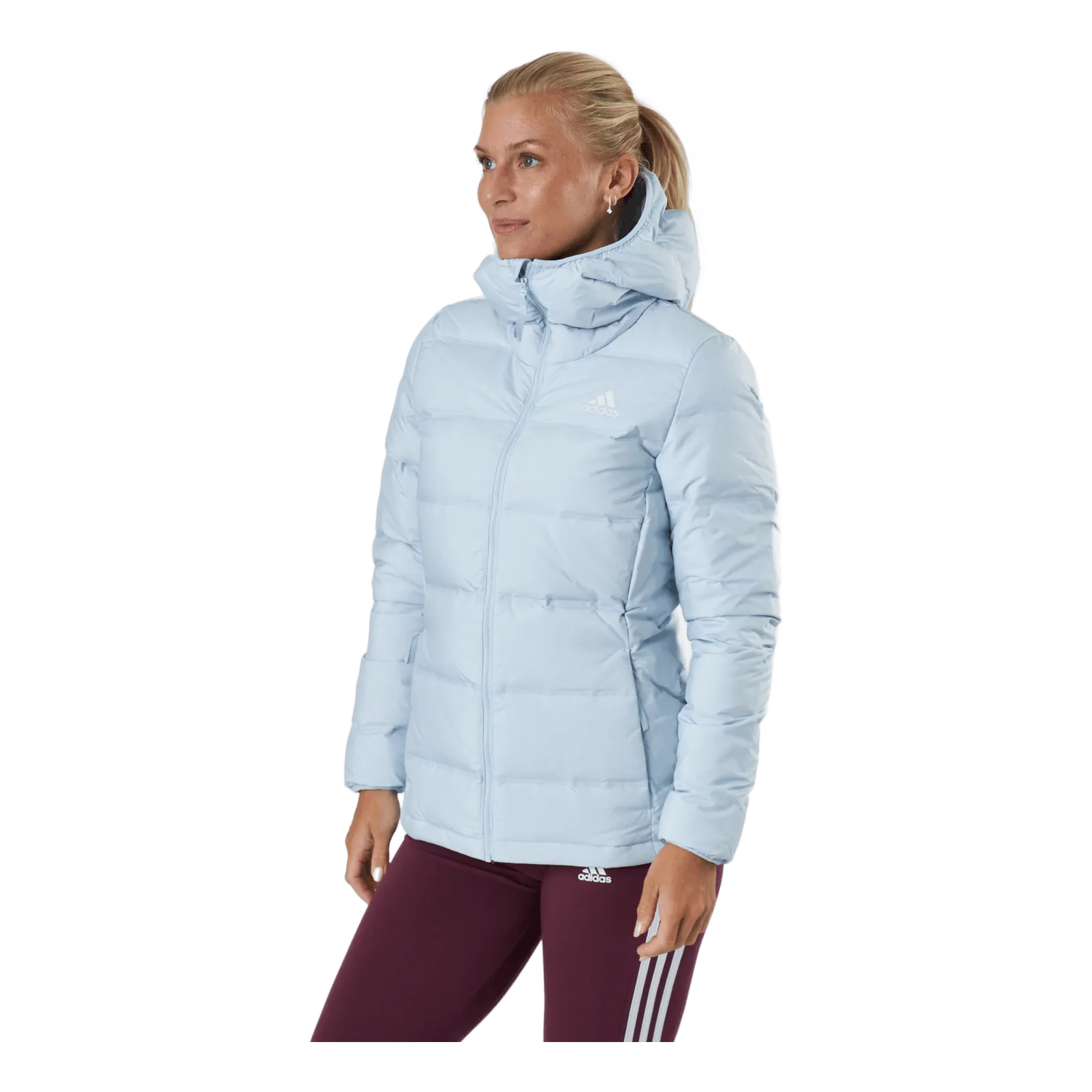 Adidas Women Helionic Down Hooded Jacket Halo Blue