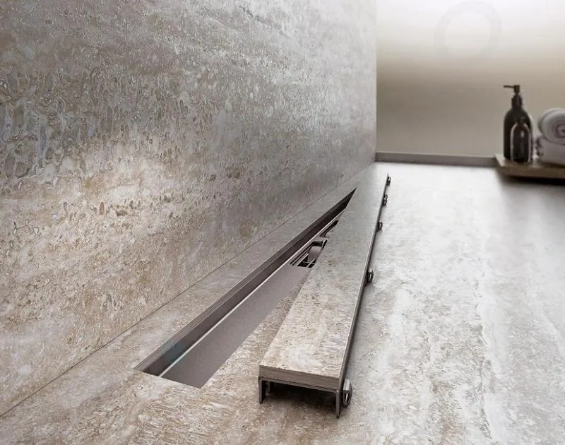 ALCADRAIN CANALETAS DE DESAGüE  CANALETA DE DUCHA MARBLE 850 CM, PARA BALDOSAS, CON REJILLA, ACERO INOXIDABLE APZ15850