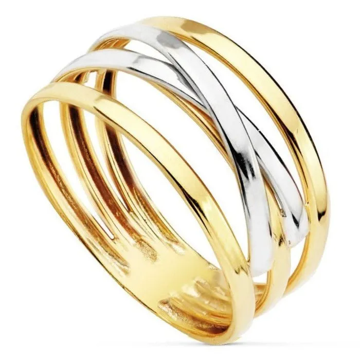 Anillo de oro 18k tiras finas cruzadas
