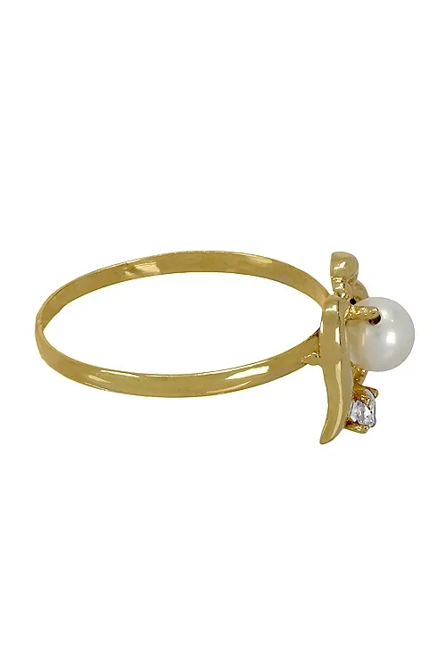 Anillo oro, sortija con perla y circonita para niña. 083_091