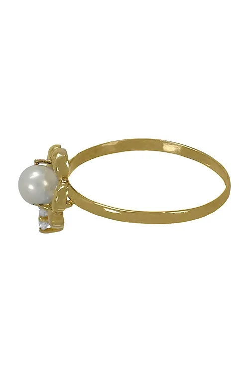 Anillo oro, sortija con perla y circonita para niña. 083_091