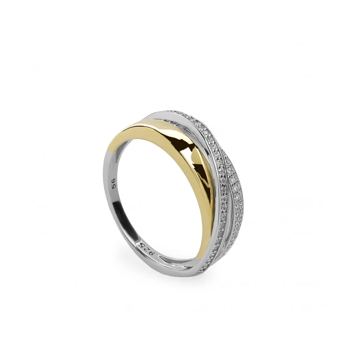 Anillos circonitas de plata bandas de circonitas cruzadas
