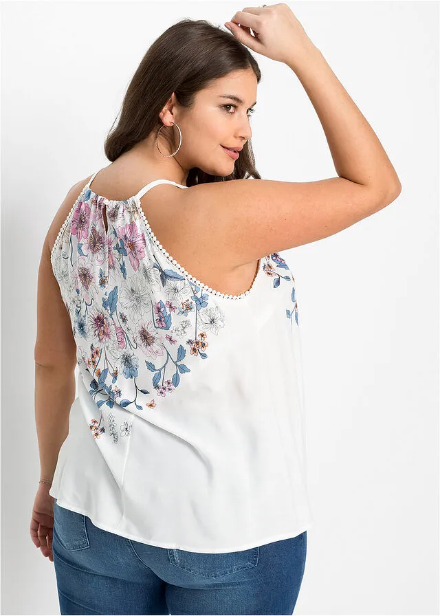 Blusa sin mangas Blanco lana estampado