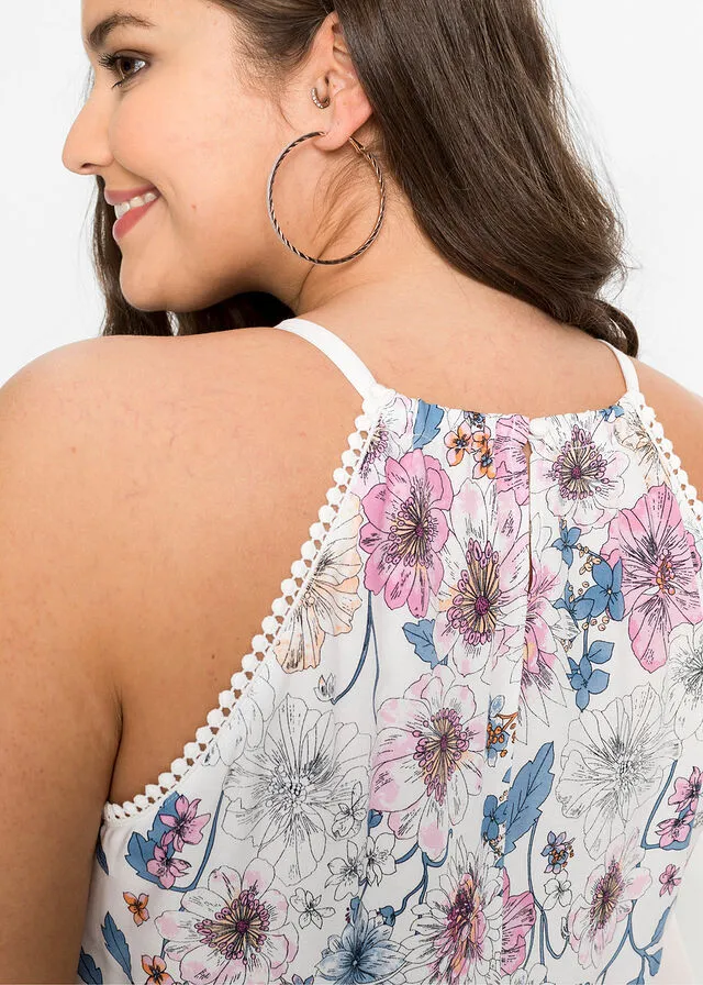 Blusa sin mangas Blanco lana estampado
