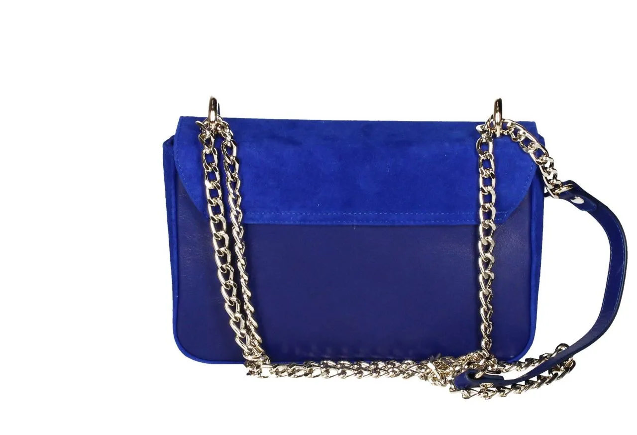Bolso Ante Azulon Con Tapa y Cierre Circular