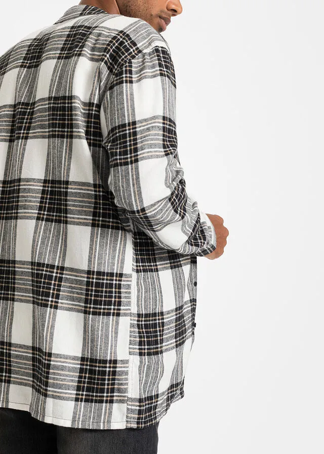 CAMISA DE MANGA LARGA BLANCO LANANEGROCAFé CON LECHE DE CUADROS