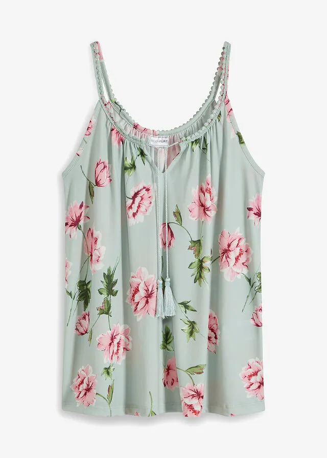 Camiseta con estampado Verde menta de flores