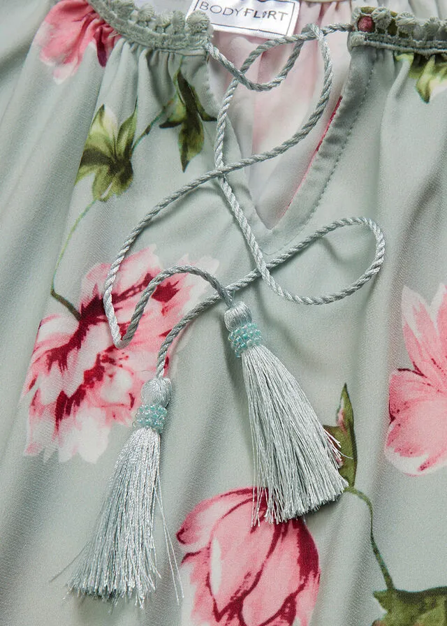Camiseta con estampado Verde menta de flores