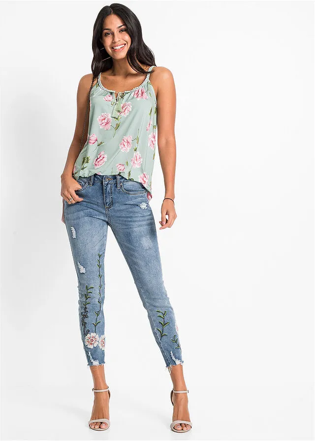 Camiseta con estampado Verde menta de flores