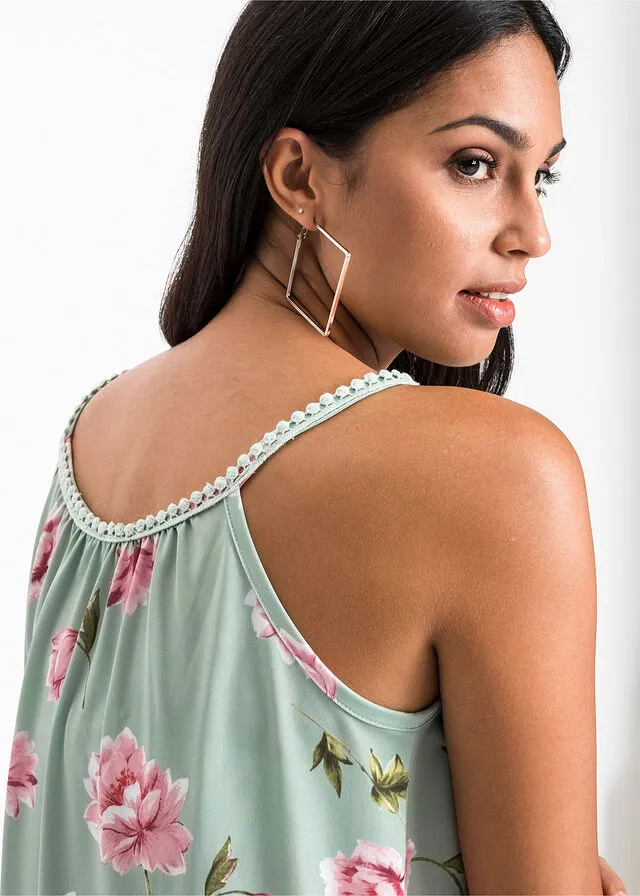 Camiseta con estampado Verde menta de flores