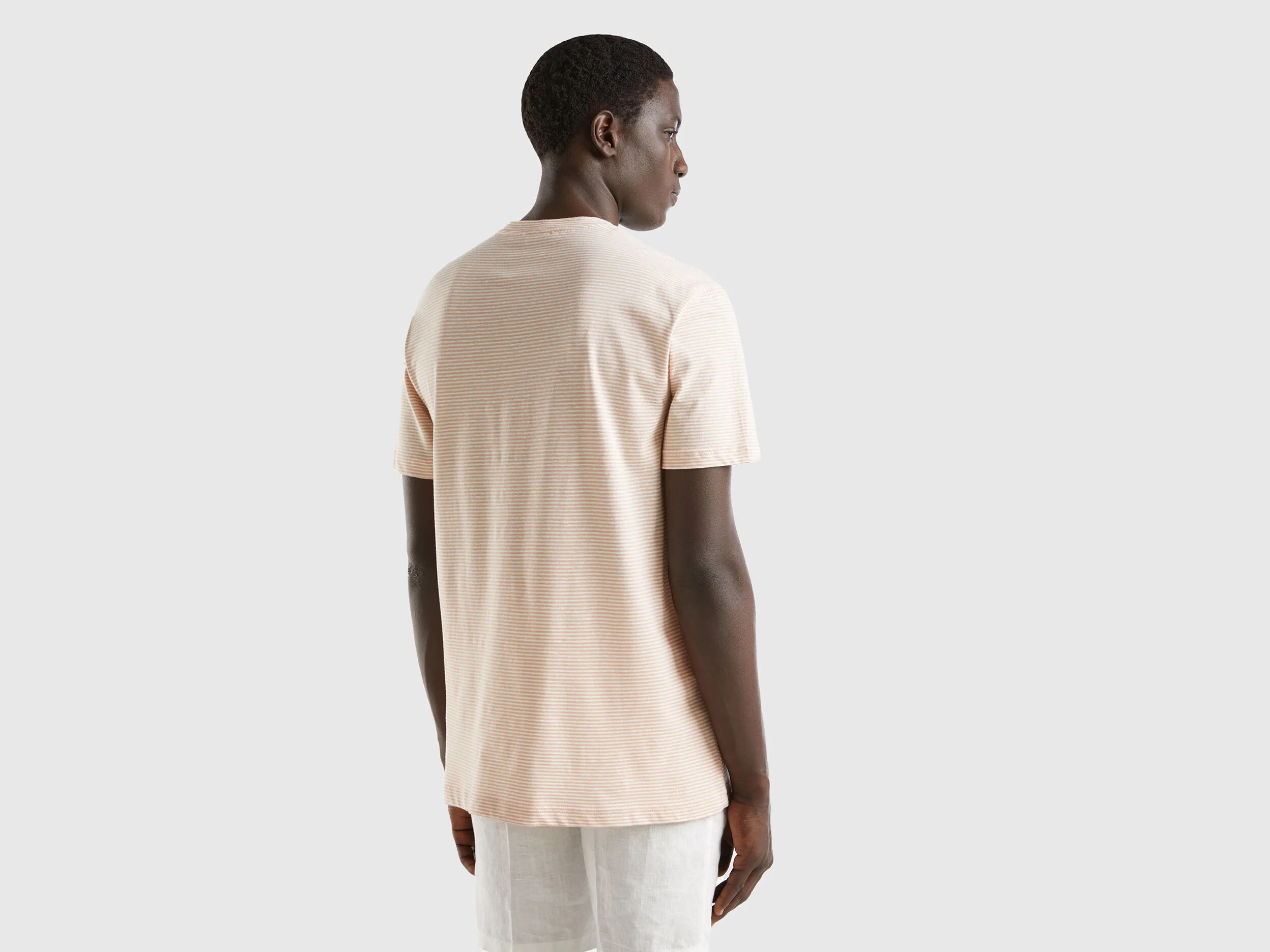 Camiseta de rayas de lino mixto