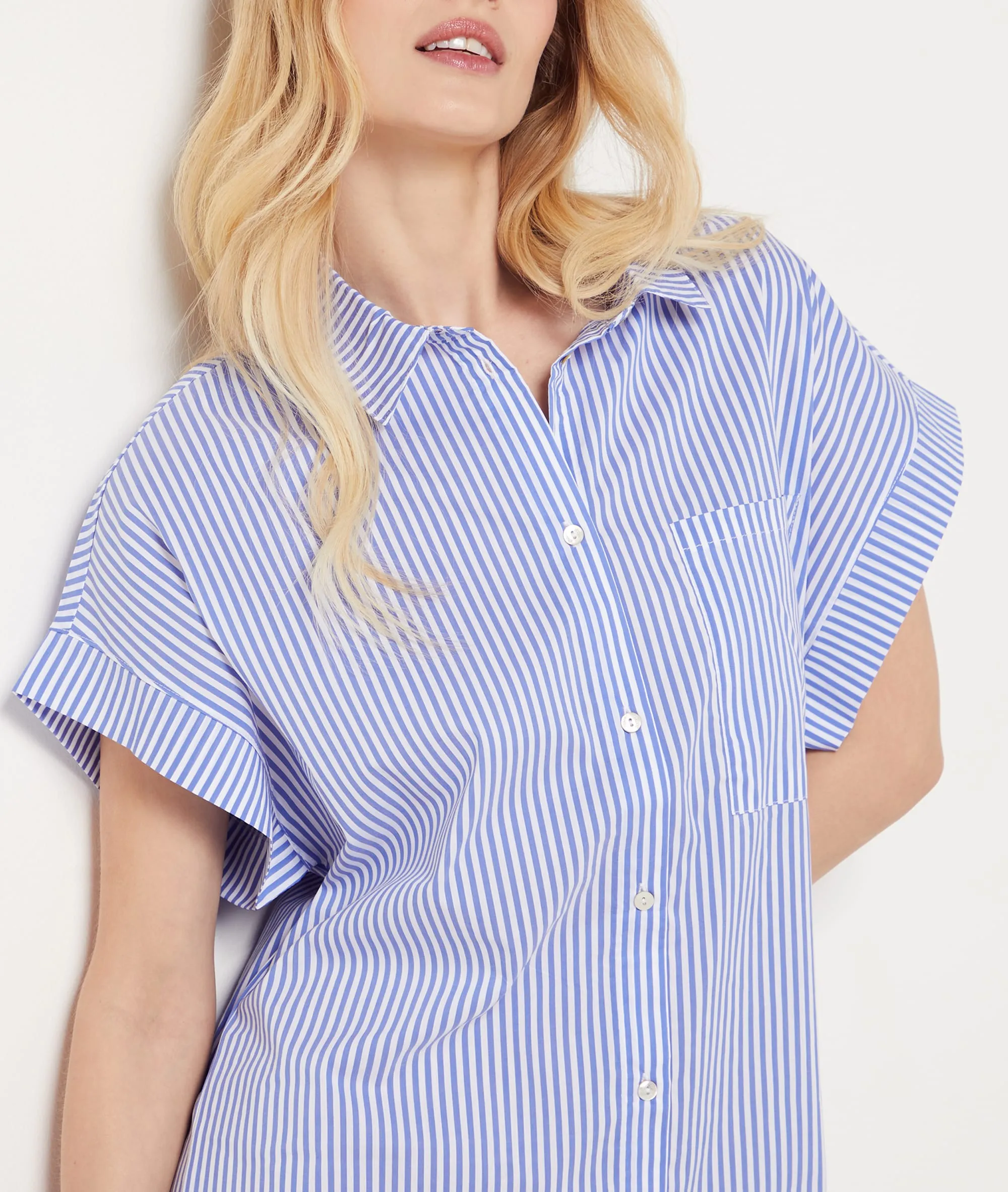 CAMISóN ALGODóN ESTAMPADO DE RAYAS CLEEO BLEU  ETAM