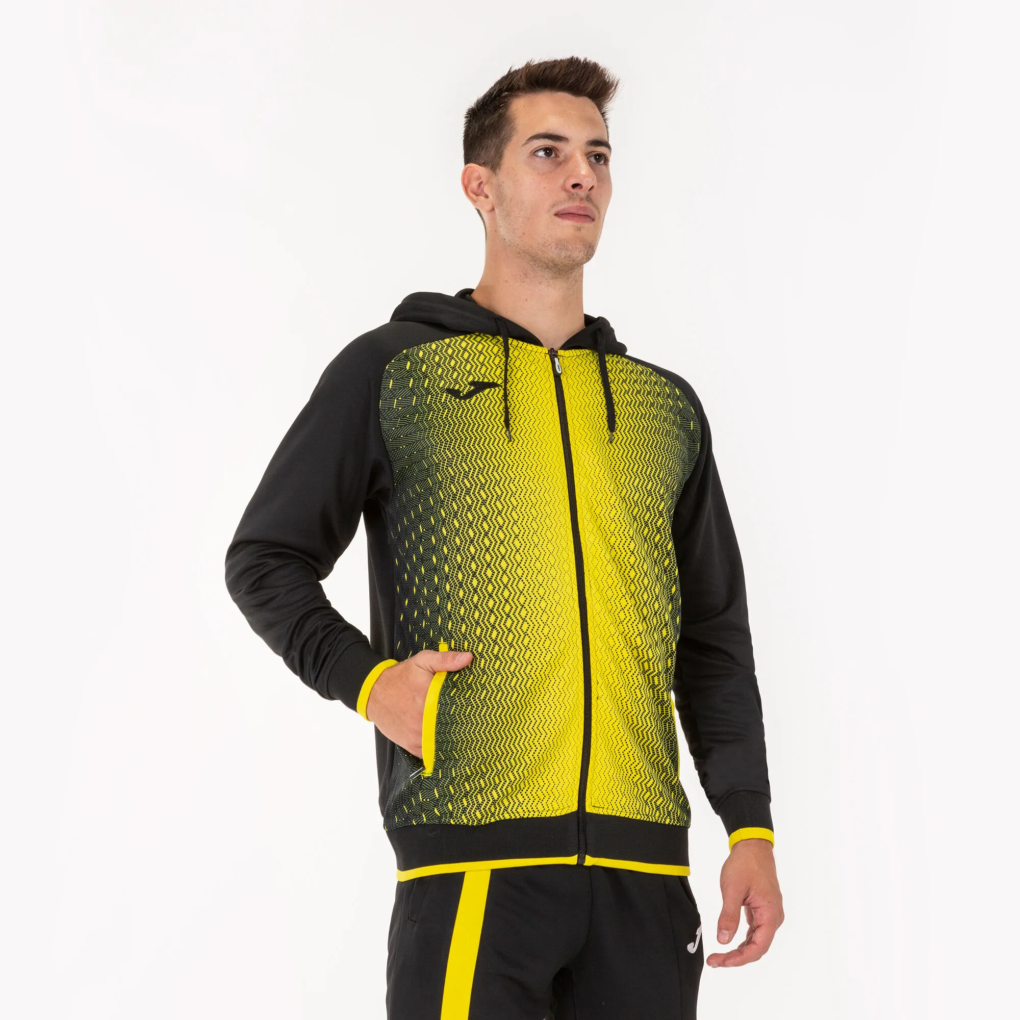 Chaqueta con capucha hombre Supernova negro amarillo