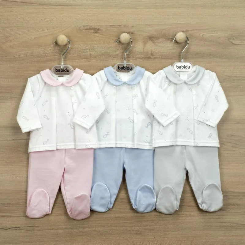Conjunto recién nacido polaina y camiseta cuello