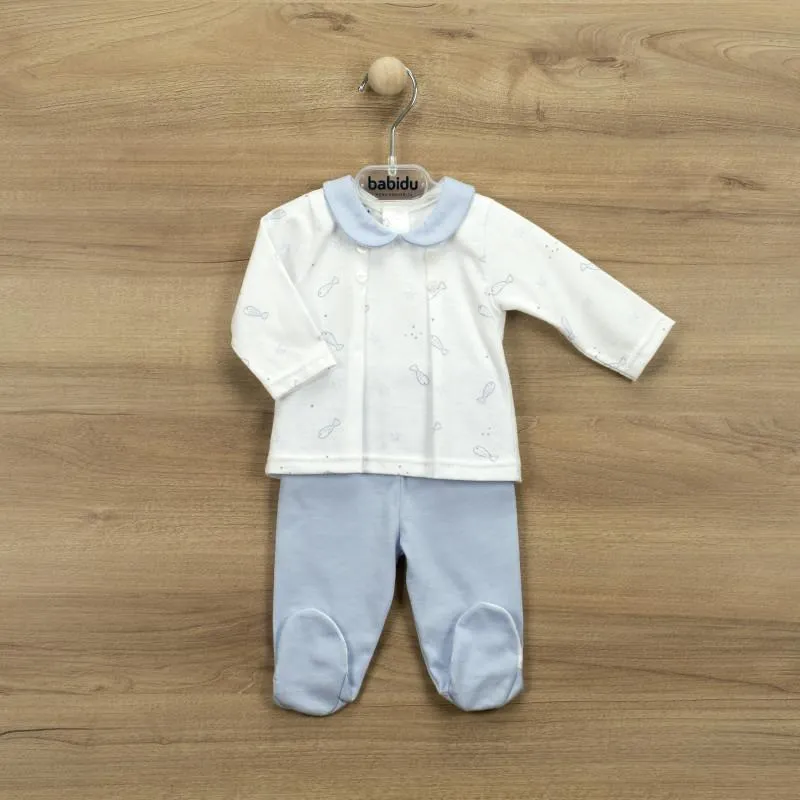 Conjunto recién nacido polaina y camiseta cuello