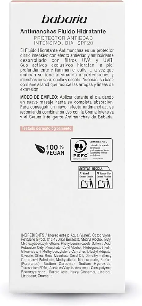 Crema hidratante antimanchas de día con protector solar SPF 20
