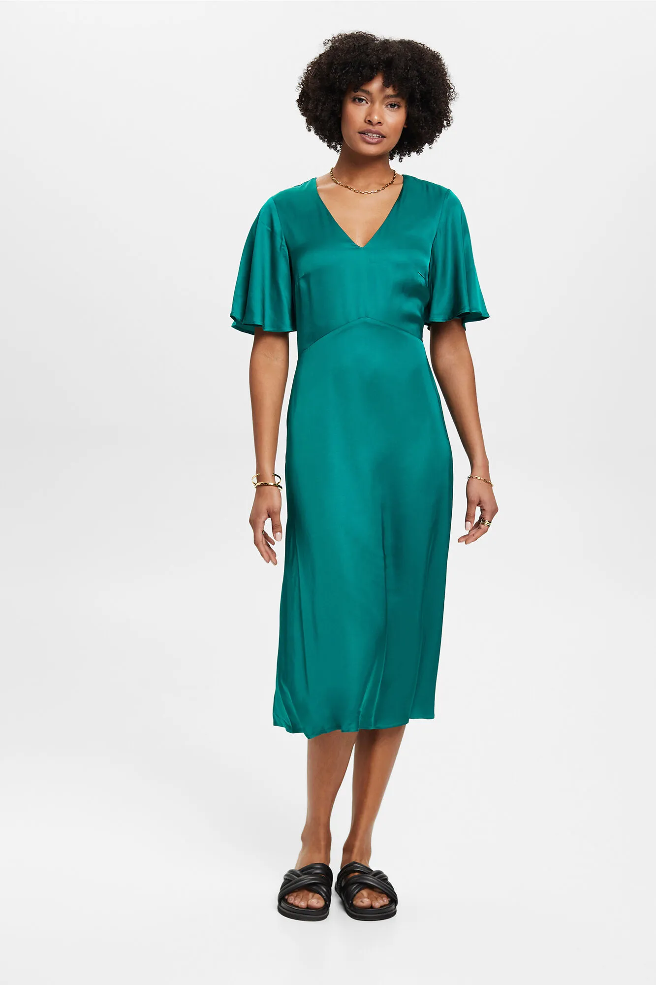 Esprit Vestido midi satinado viscosa