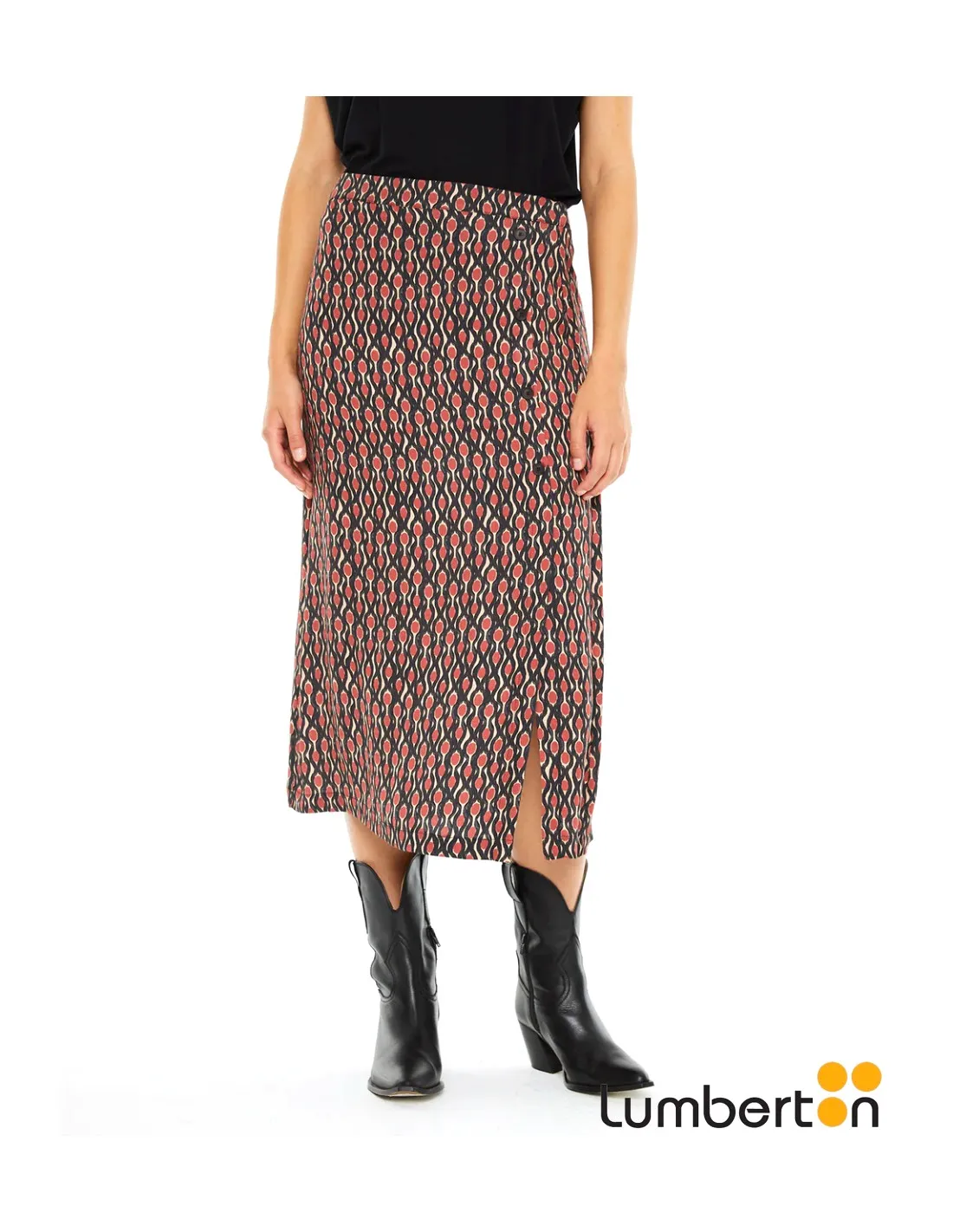 Falda Estampada Botones 806