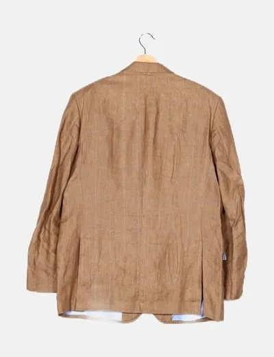 Hackett London Chaqueta de traje marrón estampado cuadros