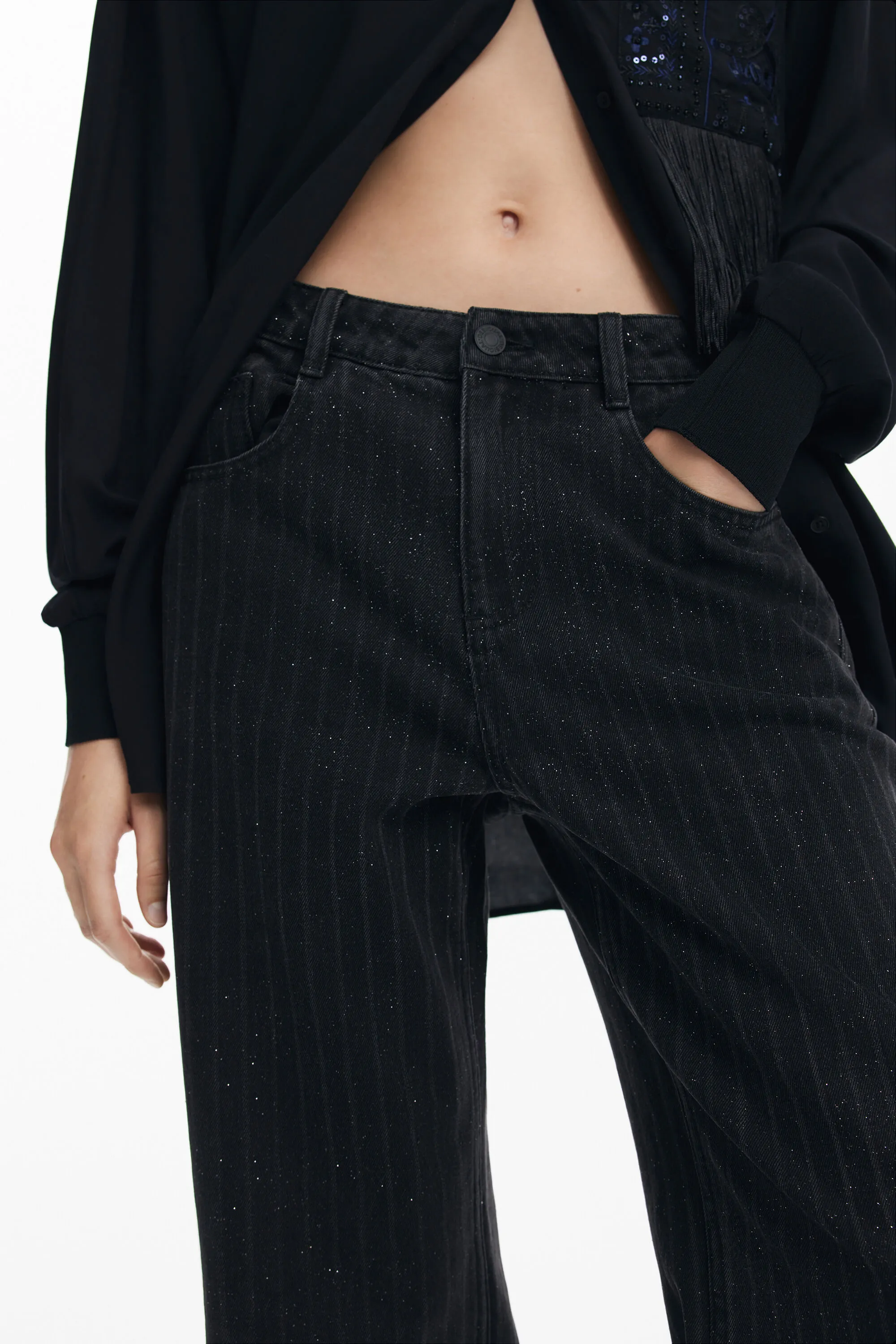 Jeans rectos pespuntes