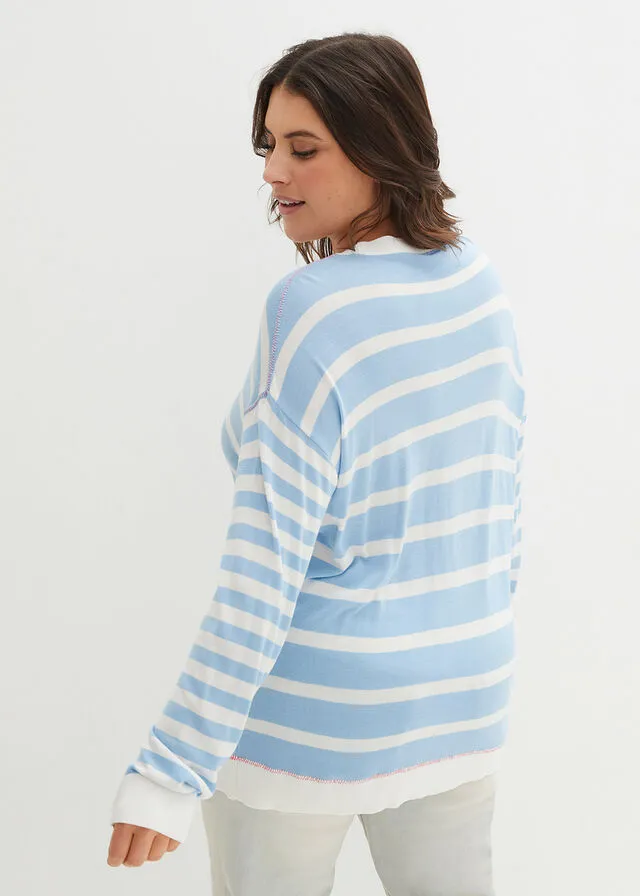 JERSEY AZUL MARINOBLANCO LANAAMAPOLA DE RAYAS