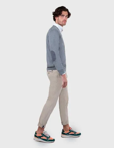 Jersey El Ganso Cuello Pico gris para hombre