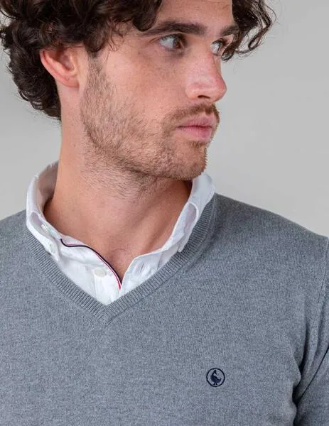 Jersey El Ganso Cuello Pico gris para hombre