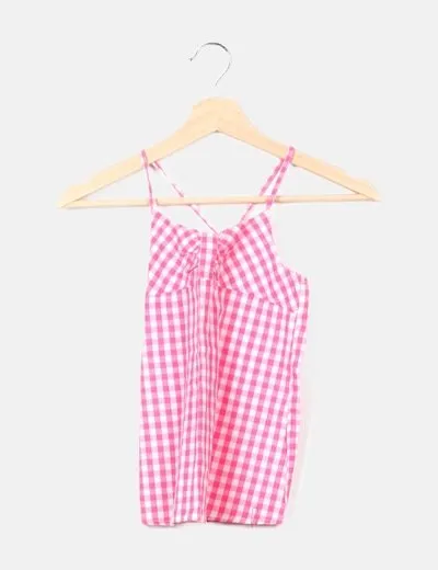 Lefties Blusa bicolor estampado cuadros