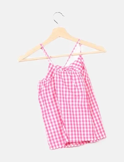 Lefties Blusa bicolor estampado cuadros