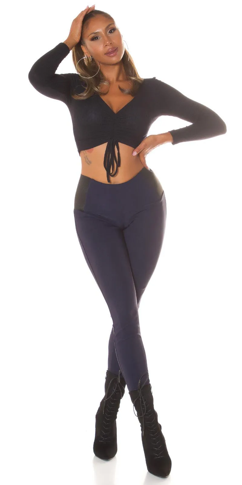 Leggings básicos cintura alta azul