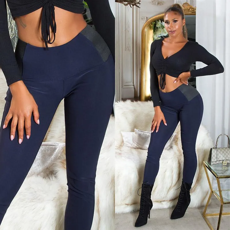 Leggings básicos cintura alta azul