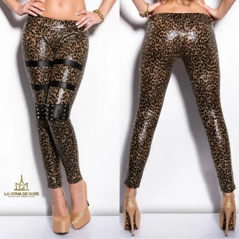 Leggins leopardo con pernos