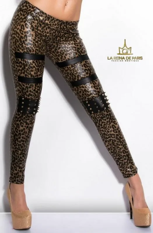 Leggins leopardo con pernos