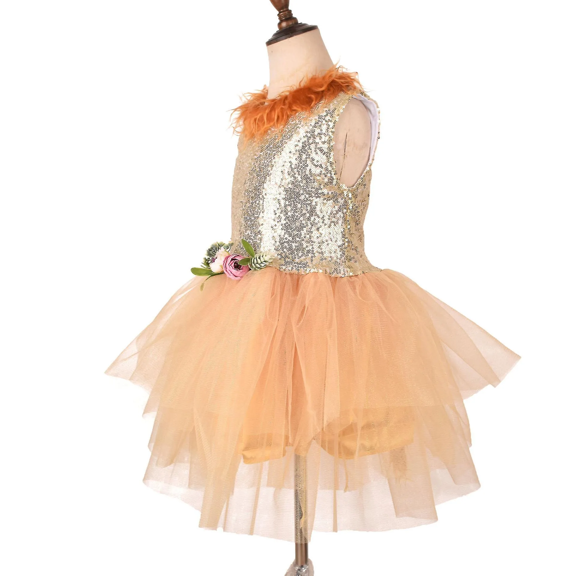 Lion Mesh Tutu Dress 1 de junio Día del Niño Performance Dress Conjunto de 3 piezas