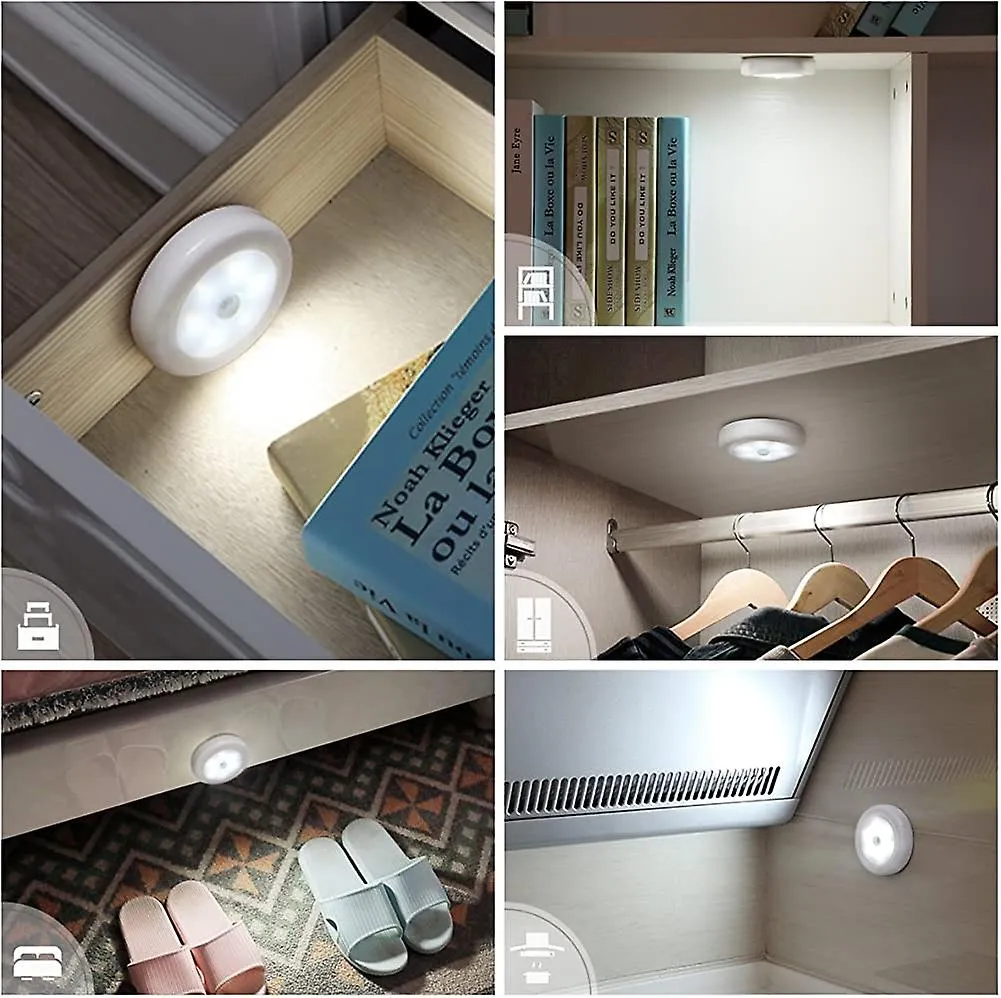 Luz nocturna led con sensor de movimiento, conjunto de 6, encendido / apagado automático magnético con 3 metros