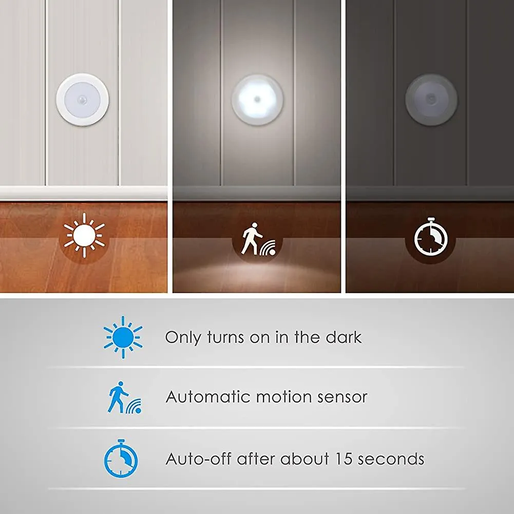 Luz nocturna led con sensor de movimiento, conjunto de 6, encendido / apagado automático magnético con 3 metros