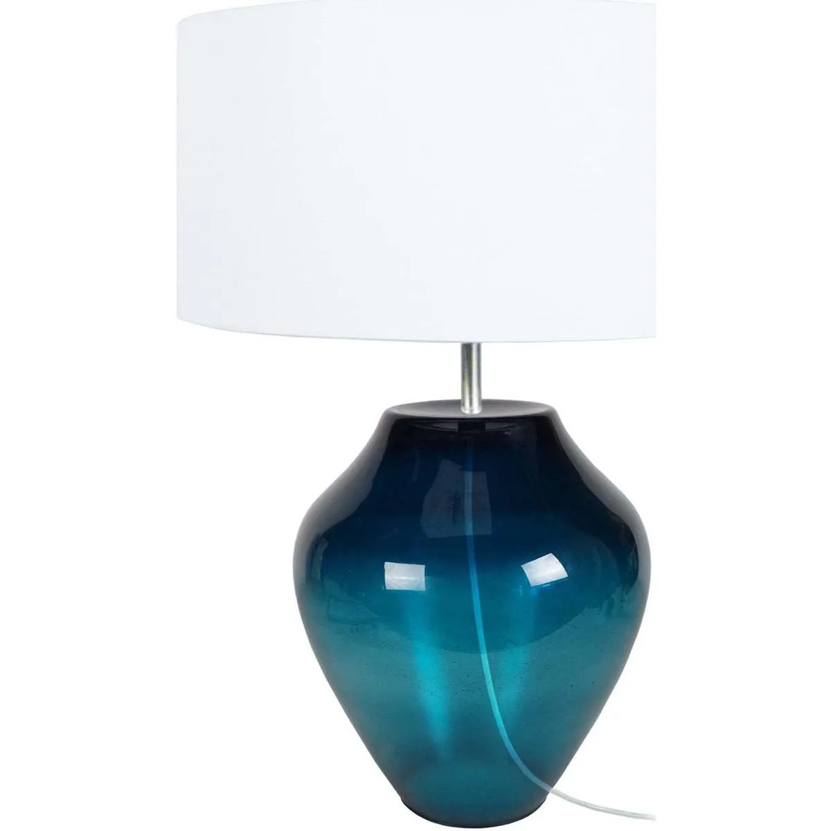 Lámpara de Mesa redondo vidrio petróleo y blanco