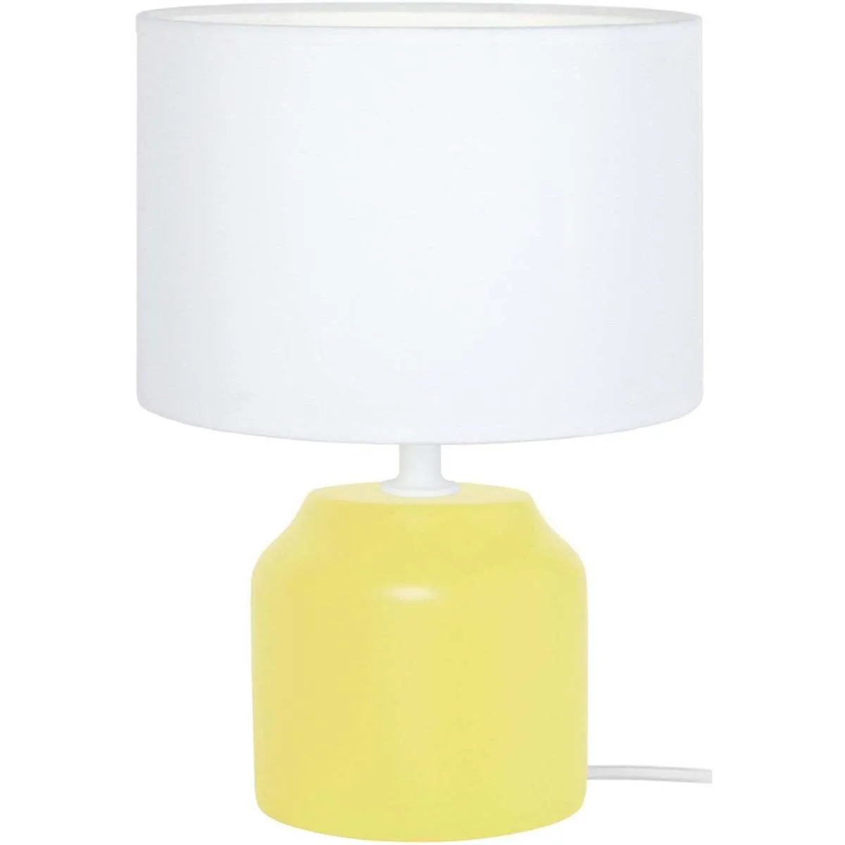 lámpara de noche redondo madera amarillo y blanco