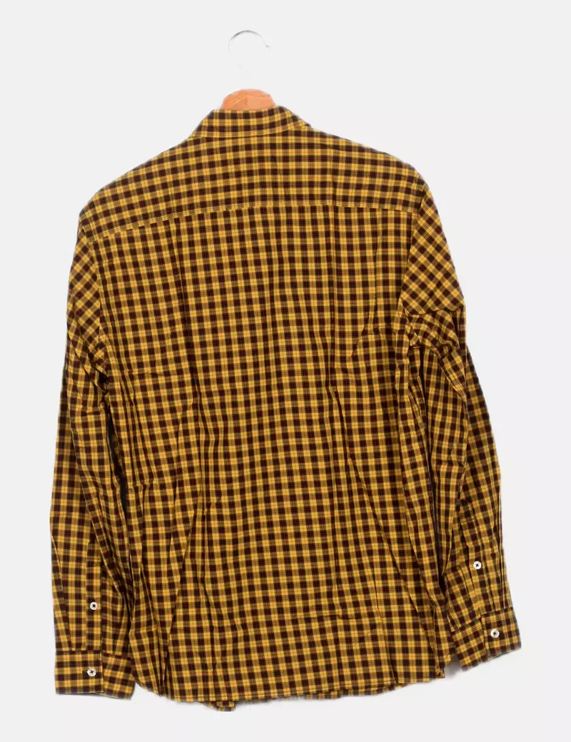 Mango Camisa amarilla estampado cuadros