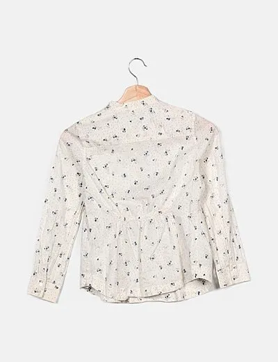 Massimo Dutti Camisa blanca estampado floral