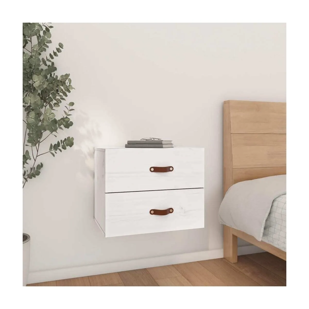 Mesita de noche de pared blanco 50x36x40 cm