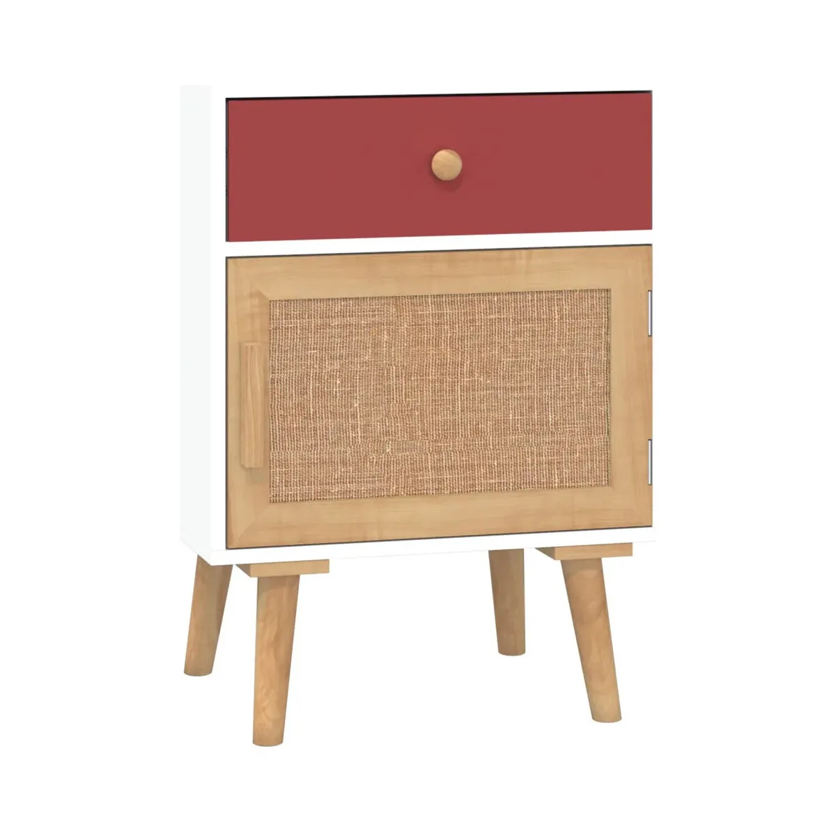 Mesita de noche madera contrachapada blanco 40x30x55 cm