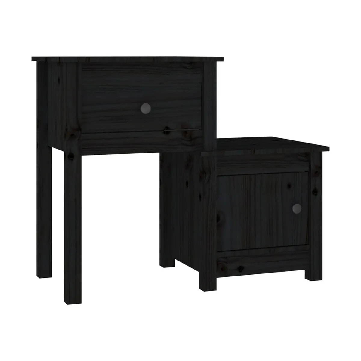 Mesita de noche madera maciza de pino negro 79,5x38x65,5 cm