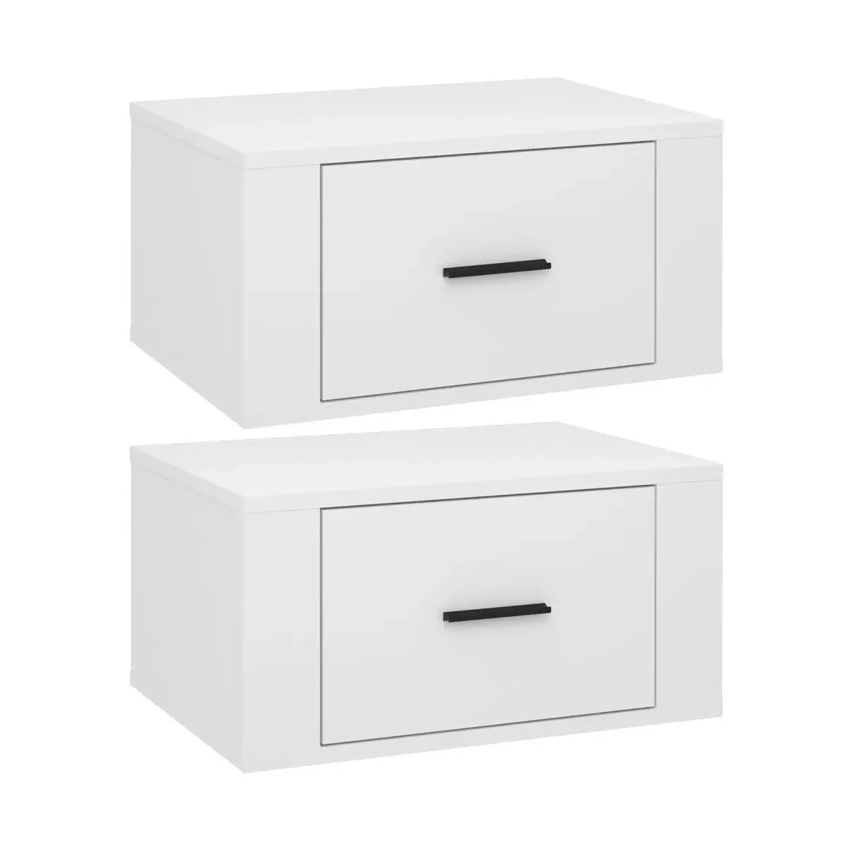Mesitas de noche de pared 2 uds blanco brillante 50x36x25 cm