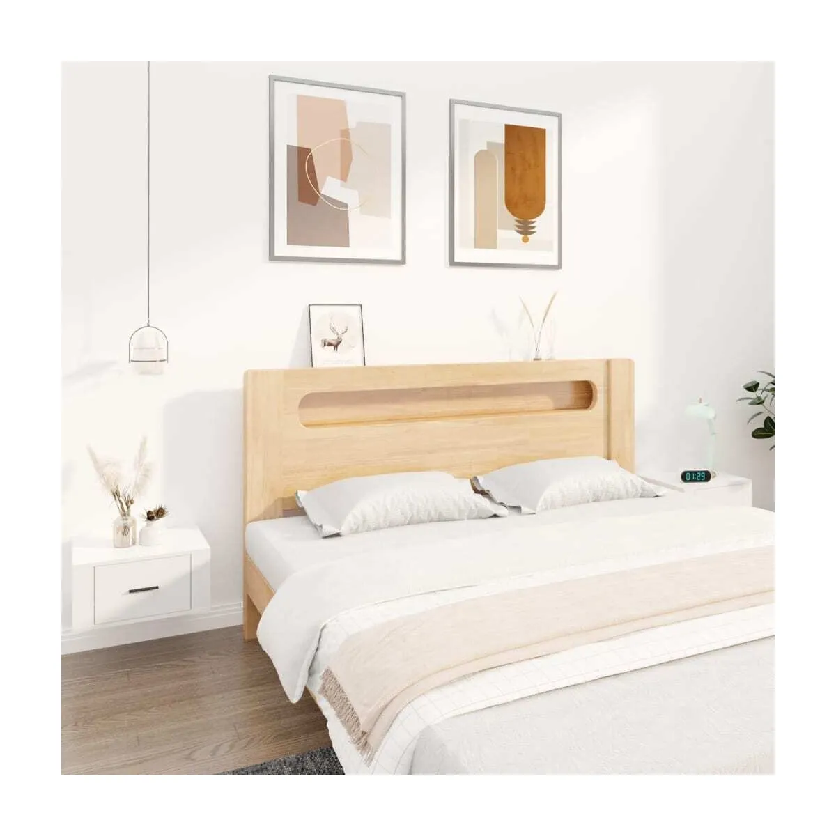 Mesitas de noche de pared 2 uds blanco brillante 50x36x25 cm